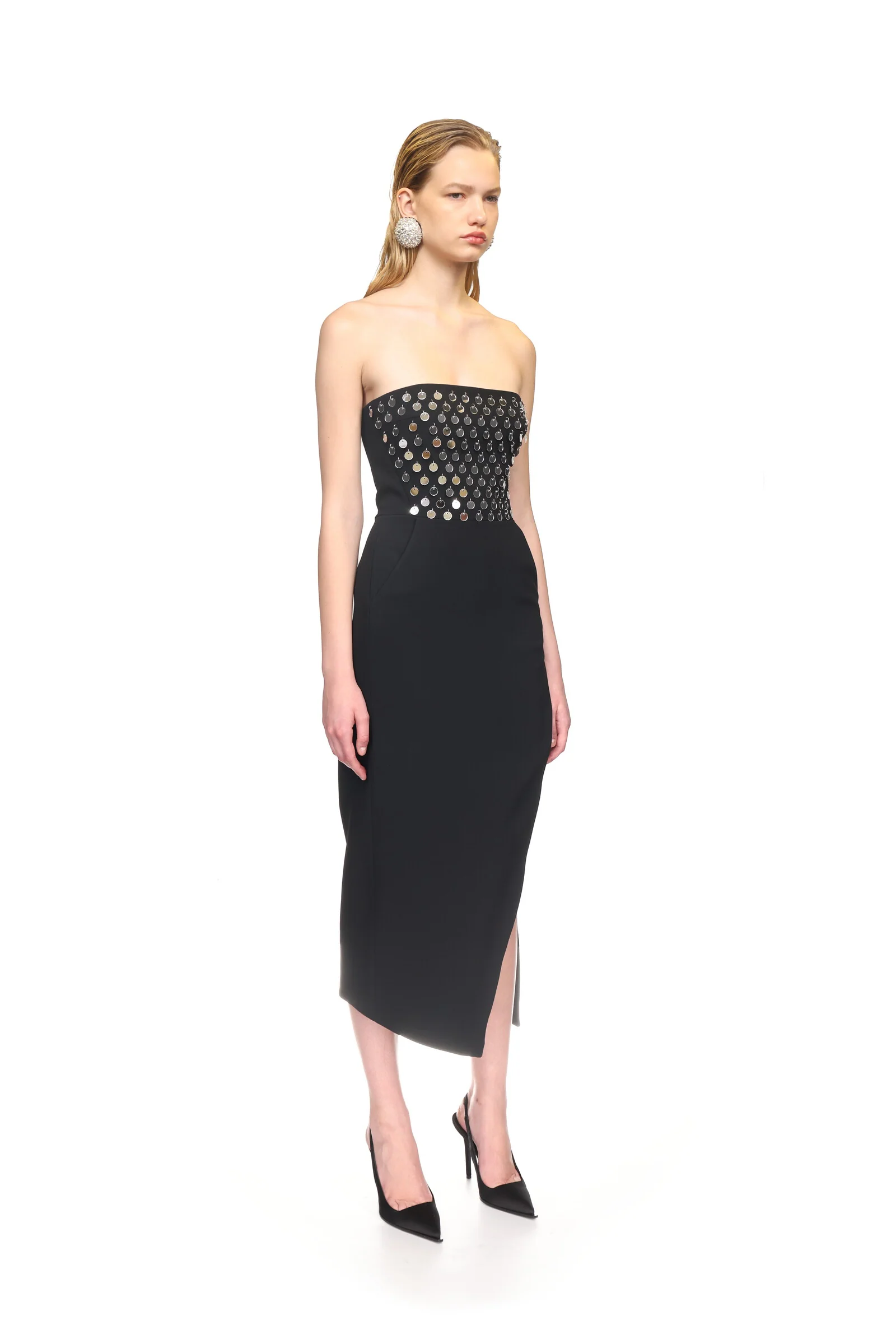 PLEXI MIRROR EMBROIDERED STRAPLESS DRESS - Image 4