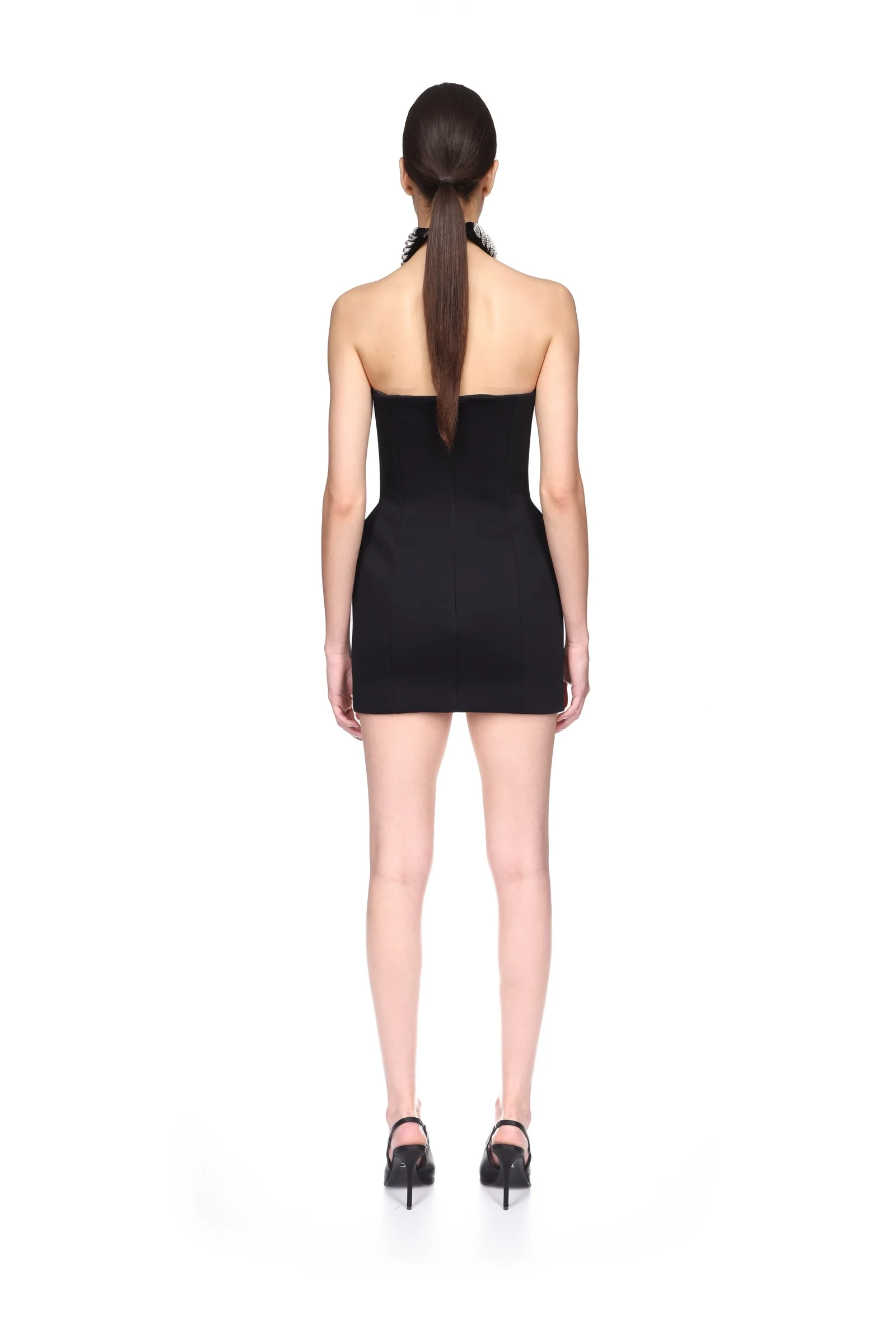 PADDED HIP DETAIL STRAPLESS MINI DRESS IN BLACK - Image 5