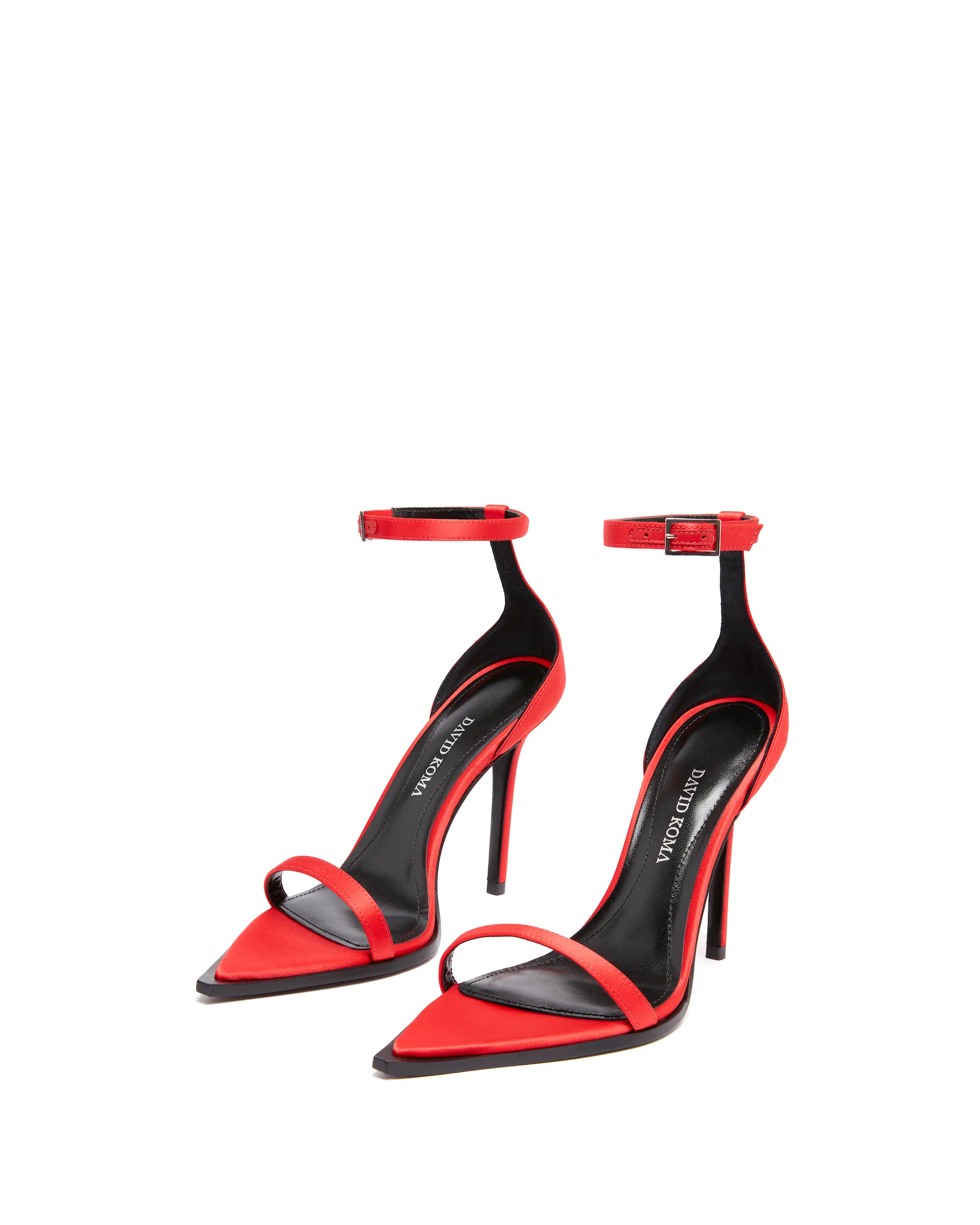 STRAPPY SATIN SANDALS IN RED - Image 2