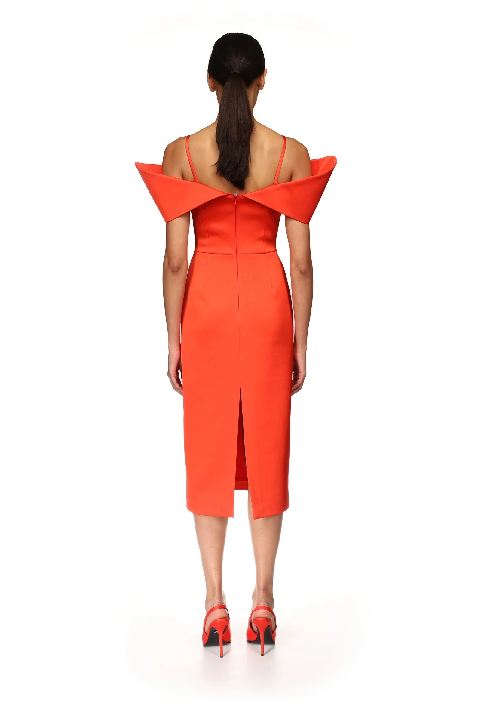 STRUCTURED OPEN SHOULDER MIDI DRESS - Image 5