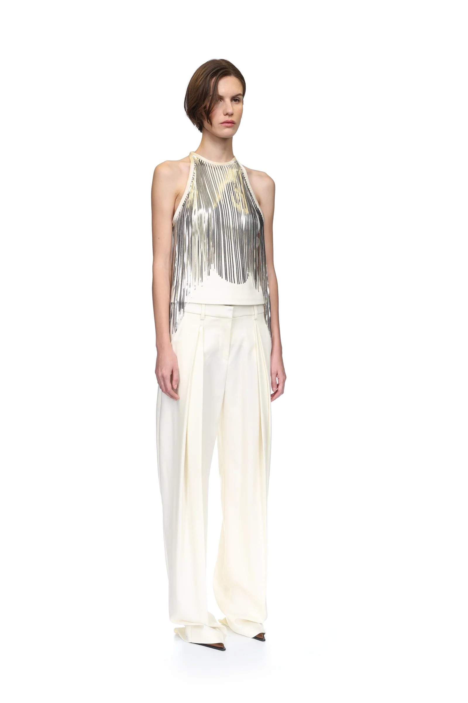 TAPERED TAILORED TROUSERS IN WHITE - Image 4
