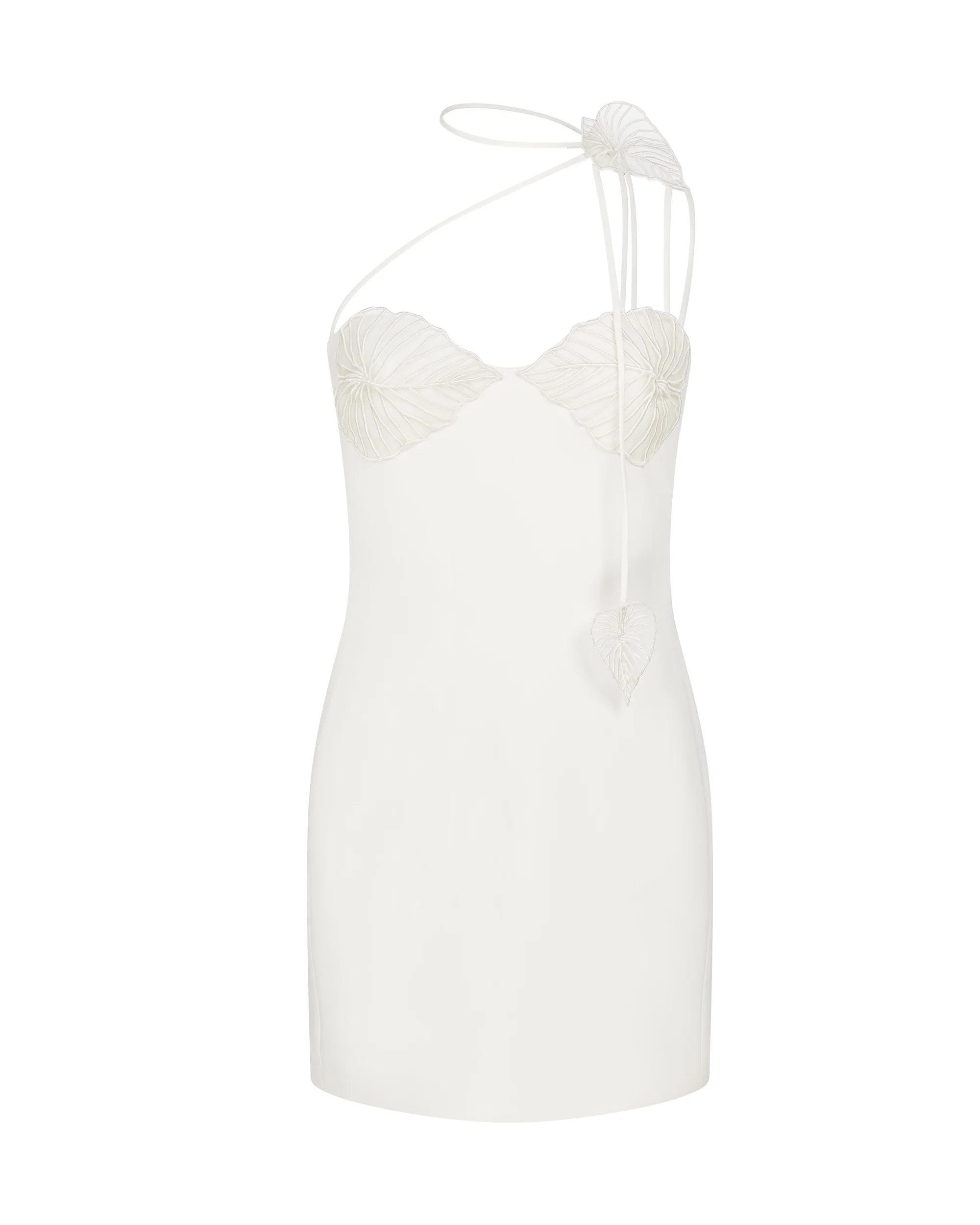 THREAD LEAF EMBROIDERY MINI DRESS