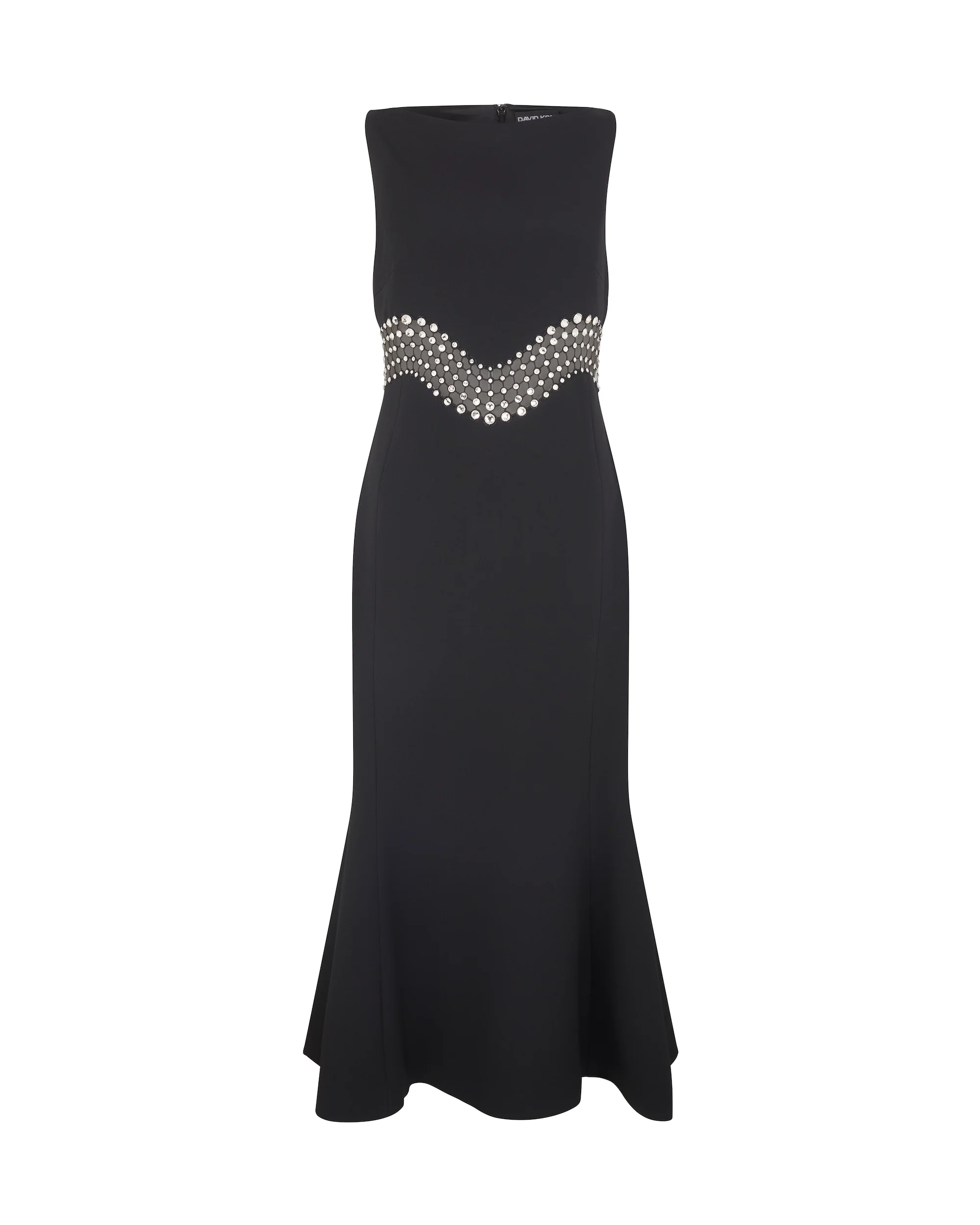 CRYSTAL EMBROIDERED WAVE MIDI DRESS
