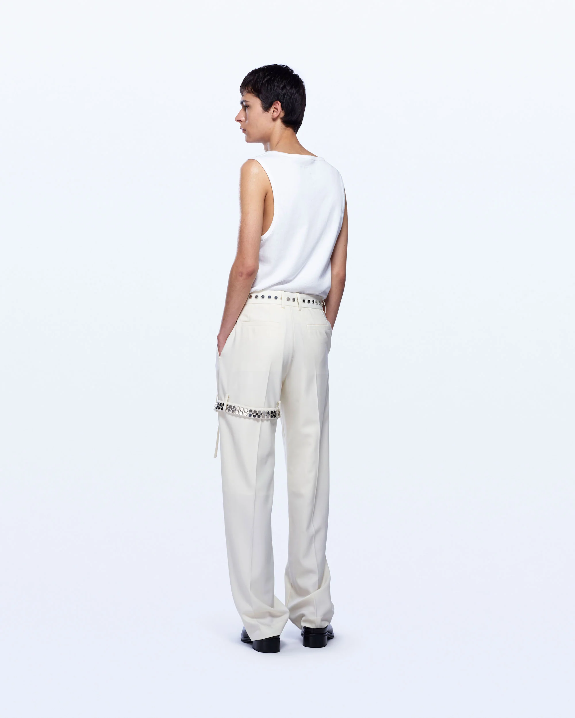 WIDE LEG BOUCLE TROUSERS WITH GARTER - Image 3