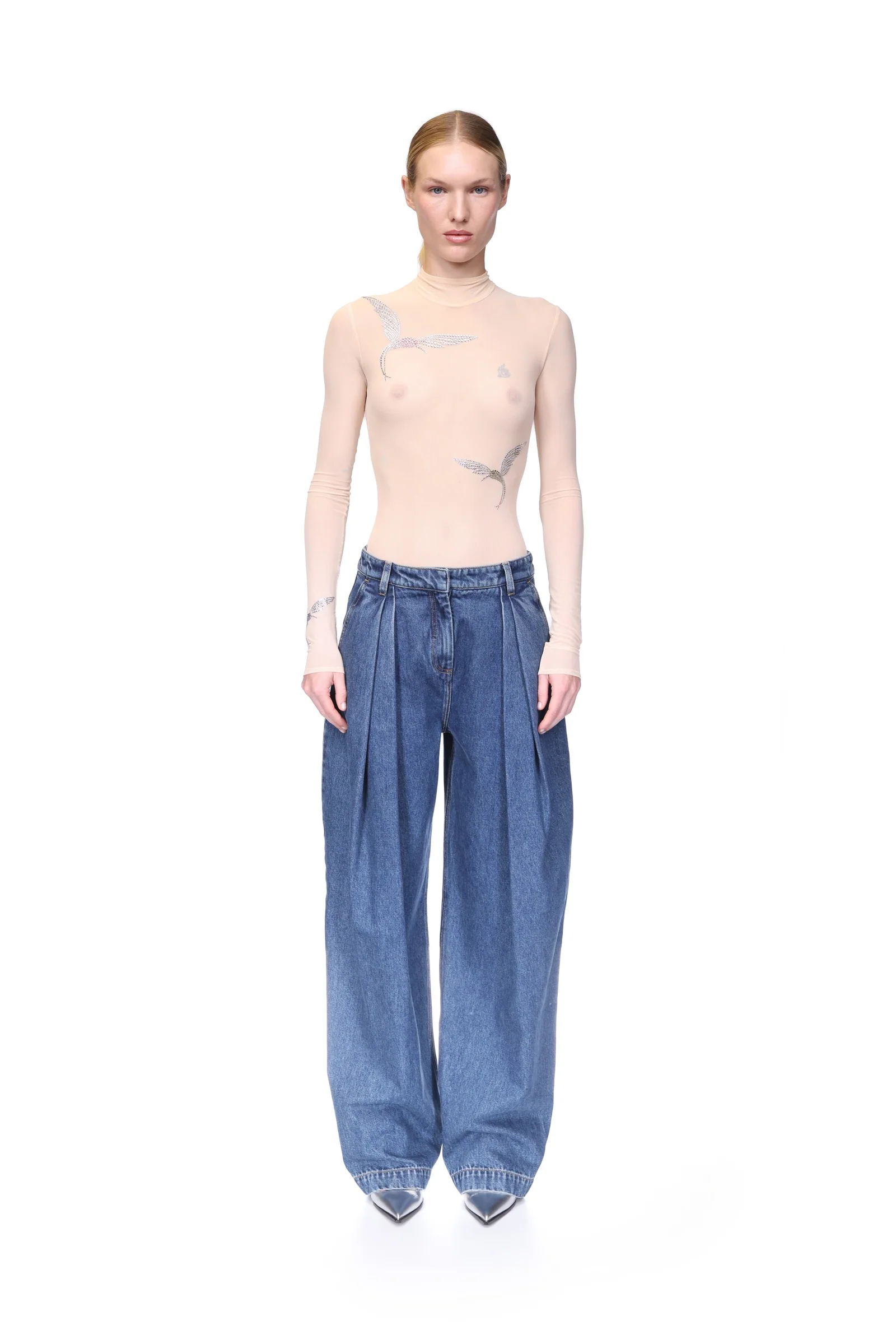 WIDE LEG DENIM TROUSERS - Image 2