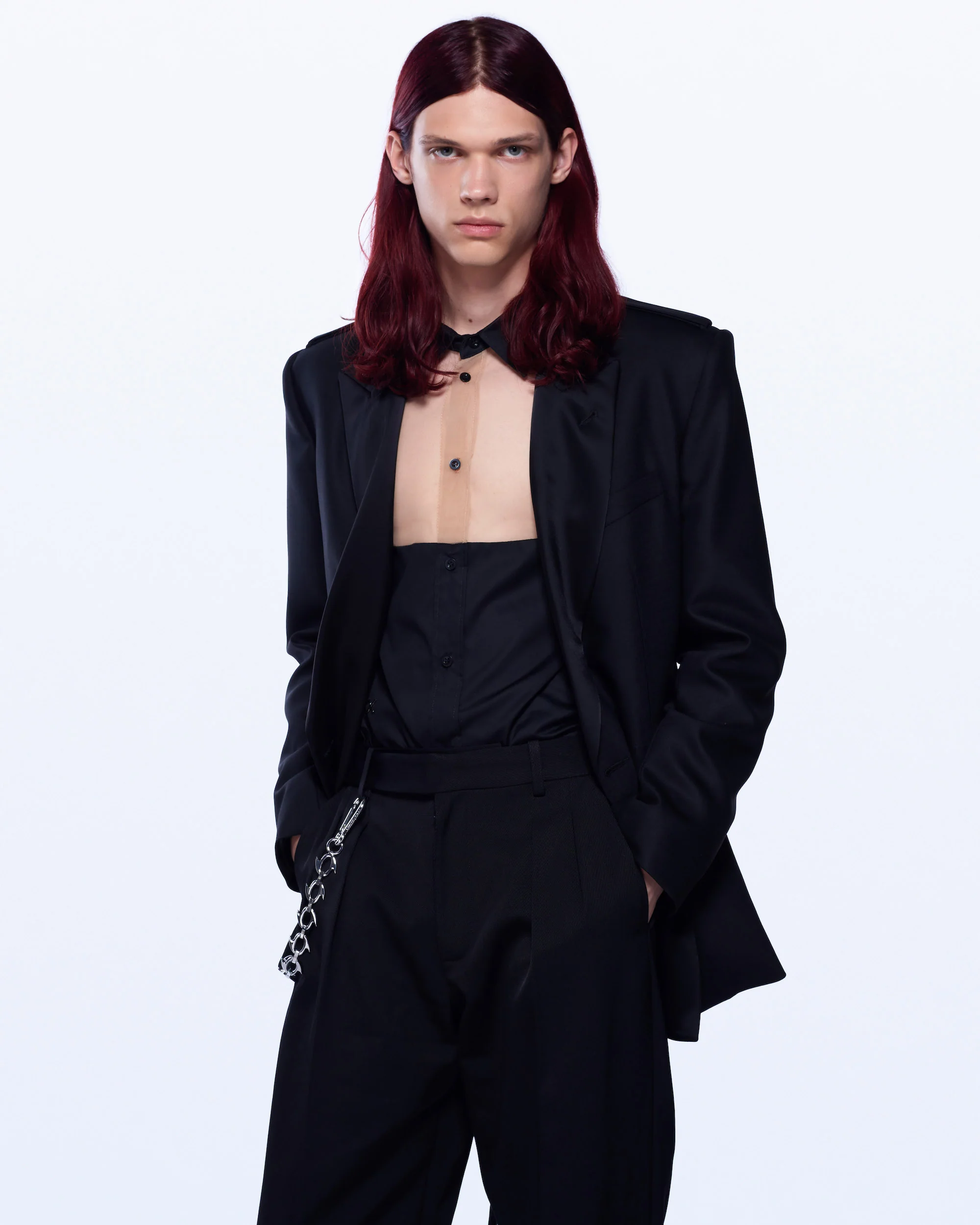 WIDE LEG TUXEDO WOOL TROUSERS - Image 4