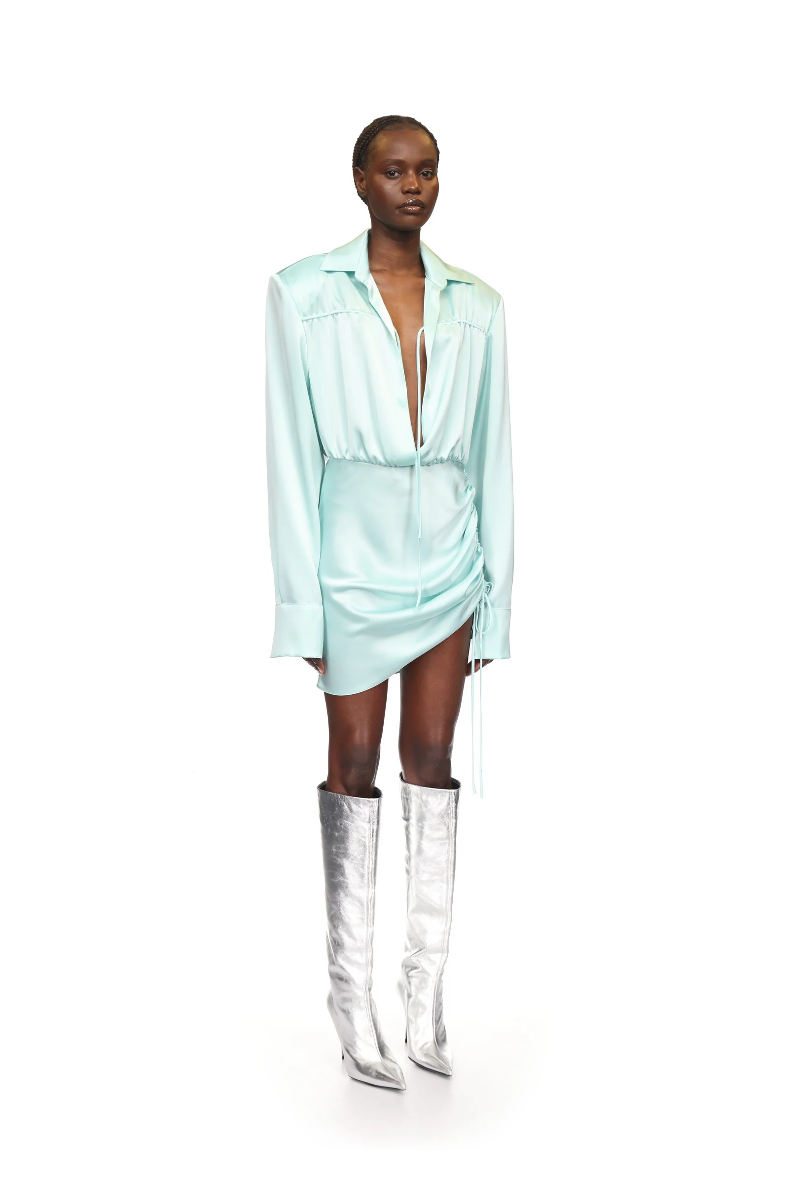WRAP SATIN SHIRT DRESS - Image 4